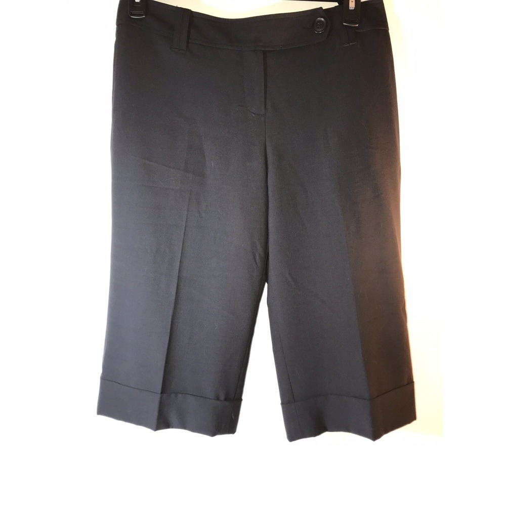 Ann Taylor womens 10 petites black wool professional capri pants with cuff